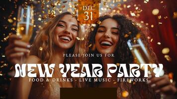 New Year Party Invitation Twitter Post template