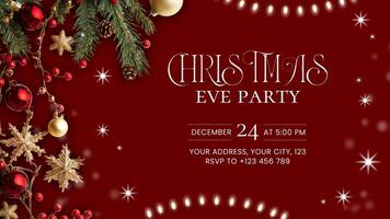Red and Gold Christmas Party Invitation Post template