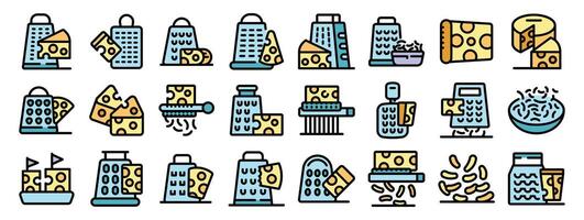 Cheese grater utensils grating and slicing cheese wedges and blocks for culinary delights vector