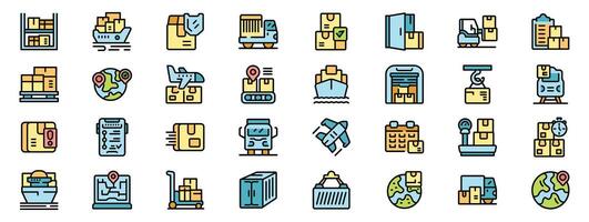 Logistic company delivering goods worldwide using trucks, ships, planes and trains vector