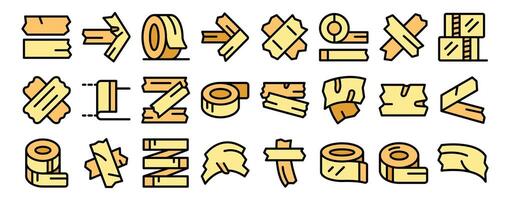 Different types of adhesive tape are being used for packaging, binding, and mending vector