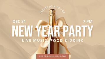 Beige New Year Party Invitation Twitter Post template