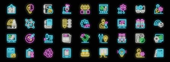 Stem education neon icons representing science, technology, engineering, and mathematics vector