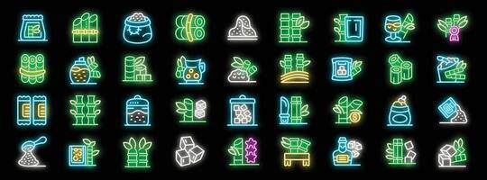 Sugar cane production process from growing to refined cubes and rum neon icons set vector