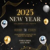 Glowing Gold and Silver New Year Party Invitation Post template