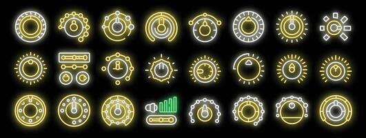 Neon control knobs and dials illuminating user interface vector