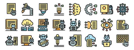 Ai content writing software creating text with robots and automation vector