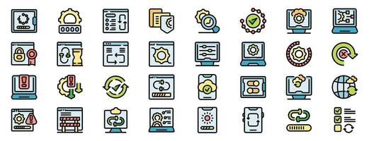 System update icons showing updating process, software installation and system recovery vector