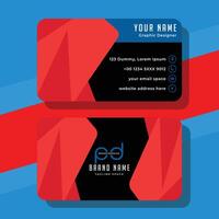 A business card with a red and blue design vector
