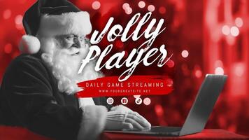 Santa Claus Playing PC Game for Youtube Channel Banner template