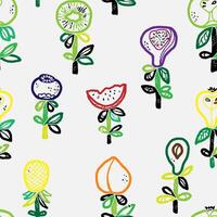 fruit and vegetable pattern on white background vector
