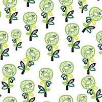 a pattern with green and black flowers on it vector