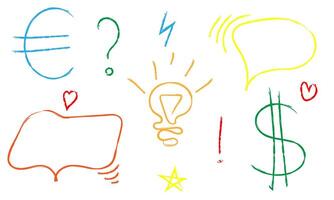 Elements for taking notes, designation, hand-drawn. vector