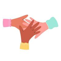Hands of diverse group of people putting together. Happy Friendship Day vector