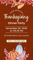 Brown Floral Thanksgiving Dinner Party Invitation template