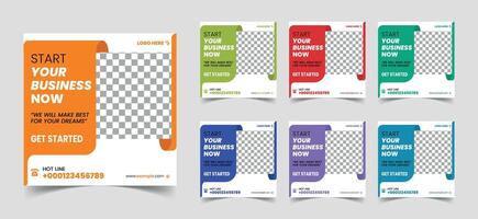 This is Business Social Media Poster Layouts with Various Colors. Editable and Attractive design with photo collage. Usable for Digital Marketing social media post, story and web internet ads. vector