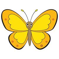 A cartoon butterfly with yellow wings and black spots vector