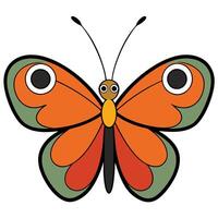 An orange butterfly with big eyes and a white background vector