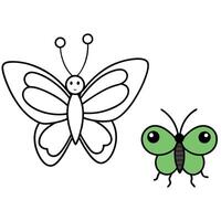 Butterfly and butterfly coloring pages vector