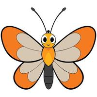 An orange butterfly with black wings and black eyes vector