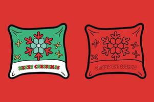 Christmas Pillows with Festive Patterns Coloring Page for Holiday Fun vector