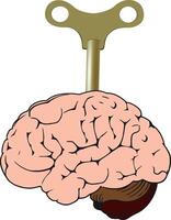 A brain with a key attached to it vector