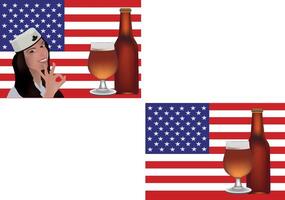 Three different images of beer and a woman in a nurse uniform vector