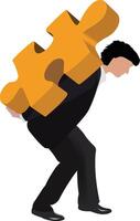 A man carrying a large piece of puzzle vector