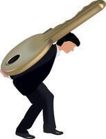 A man carrying a large key on his back vector