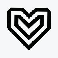 Heart flat style Icon, Love Symbol Valentine's Day isolated on white background vector