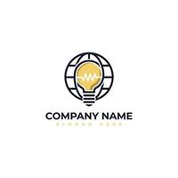 Modern logo of light bulb tech creative idea with globe vector