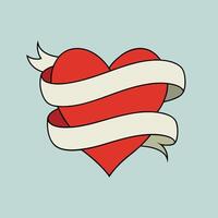 Heart Icon with Ribbon Wrap Stylish and Romantic Graphic. vector
