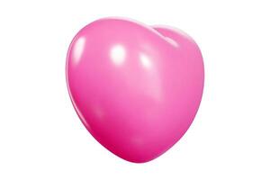 Glossy pink 3d heart balloon with soft shadows. vector
