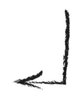 Left down arrow with angle. Hand drawn charcoal arrow. vector