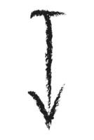 Down arrow with line on top. Hand drawn charcoal arrow. vector