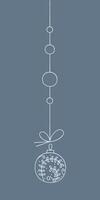 Christmas ball with a branch with leaves on a string. Color clipart illustration. vector