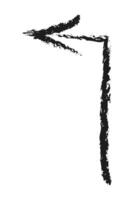 Left up arrow with angle. Hand drawn charcoal arrow. vector