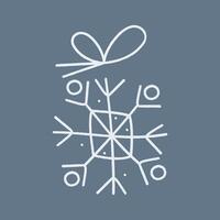 Abstract snowflake with a quadrangle and bow. Color clipart illustration. vector