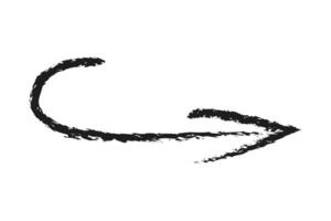 Rounded arrow to the right down. Hand drawn charcoal arrow. vector