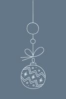 Christmas ball with a zigzag pattern of snowflakes on a string. Color clipart illustration. vector