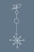 Snowflake with a rhombus on a string. Color clipart illustration. vector