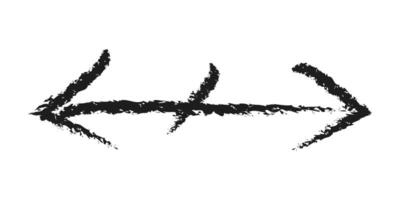 A double-headed arrow with a slash in the middle. Hand drawn charcoal arrow. vector