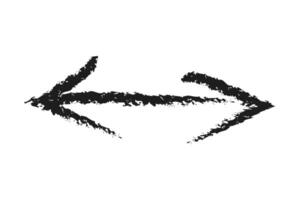 Simple two-way left and right arrow. Hand drawn charcoal arrow. vector