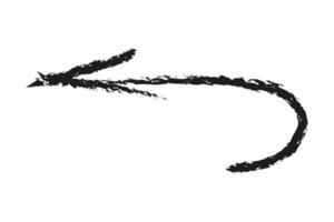 Rounded arrow to the left up. Hand drawn charcoal arrow. vector
