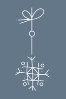 Snowflake with a rhombus and a quadrangle on a string. Color clipart illustration. vector