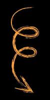 Hand drawn chalk curling down arrow color. vector