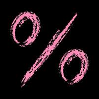 Chalk percent sign color. Doodle hand drawn. vector