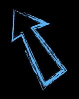 Contour thick arrow up left color. Hand drawn chalk arrow. vector