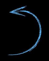 Arched arrow left color. Chalk hand drawn arrow. vector