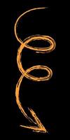 Chalk curling down arrow color. Hand drawn arrow. vector